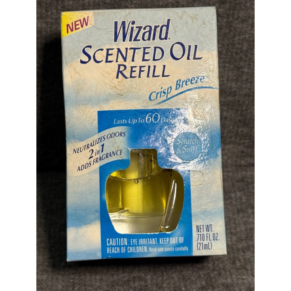 Vtg Wizard By Airwick Scented Oil Refill NEW Crisp Breeze Y2K New Old Stock